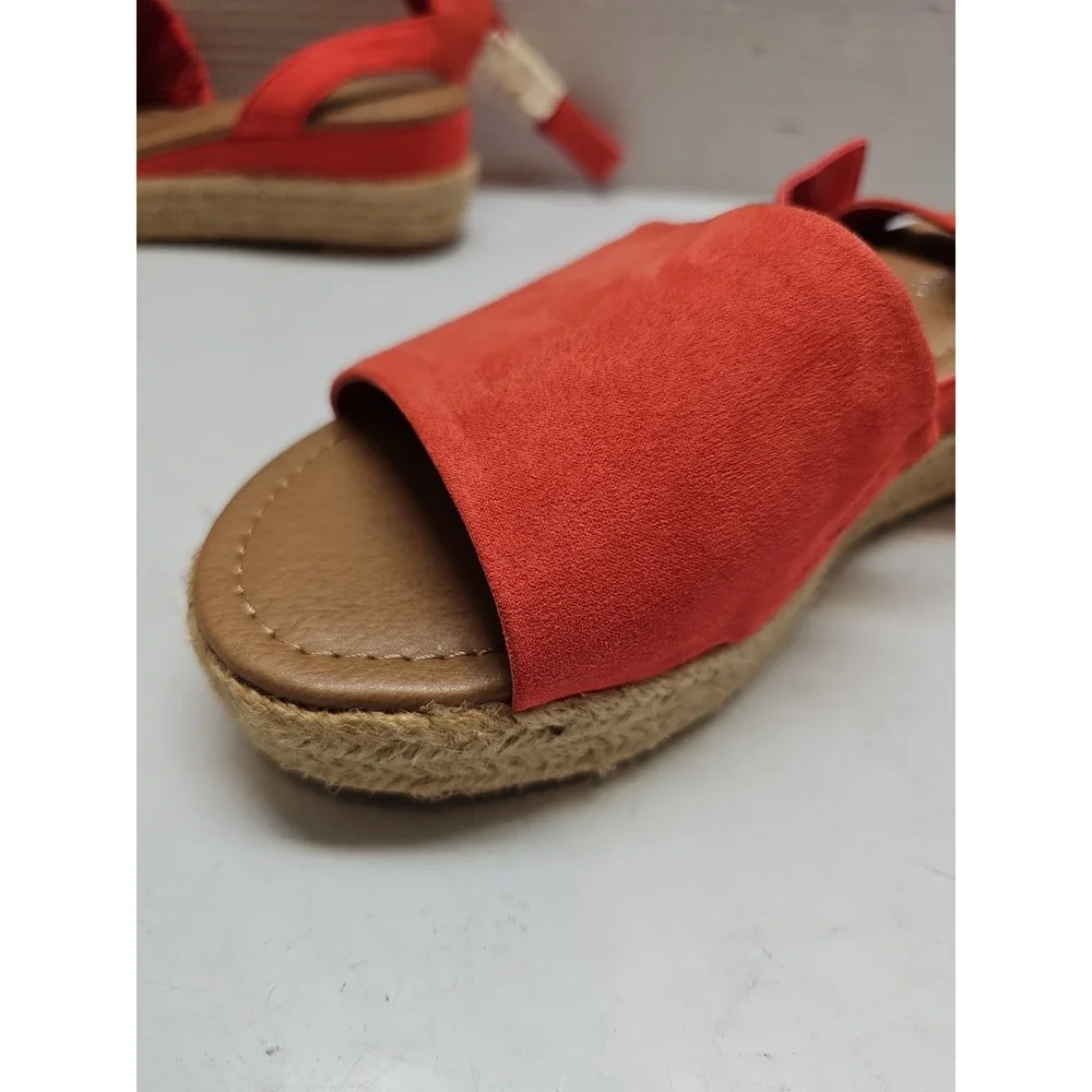 Lane Bryant Womens Coral Ankle Strap Wedge Espadrille Sandals 8W Platform